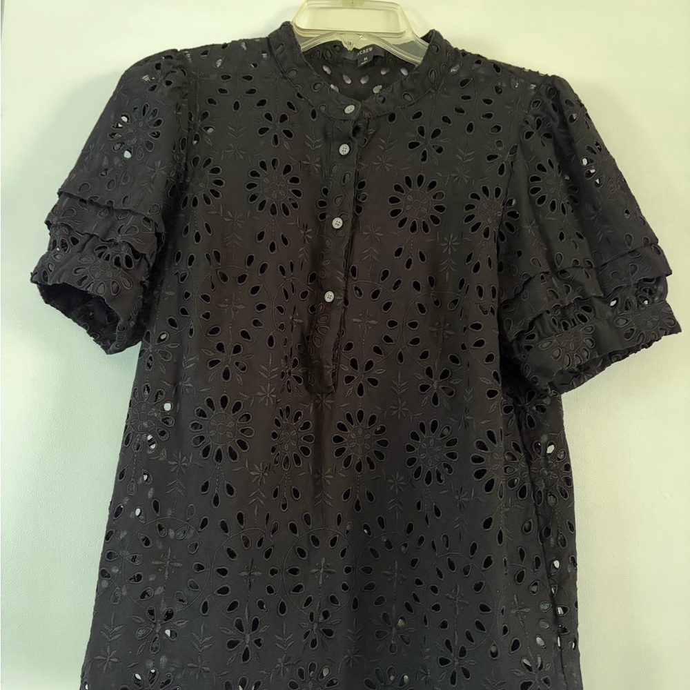 J. Crew Black Eyelet Women's Top